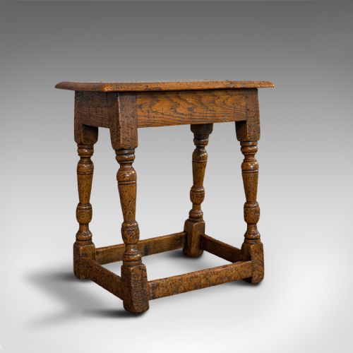 Small Antique Joint Stool, Oak,  Jacobean Revival, Victorian