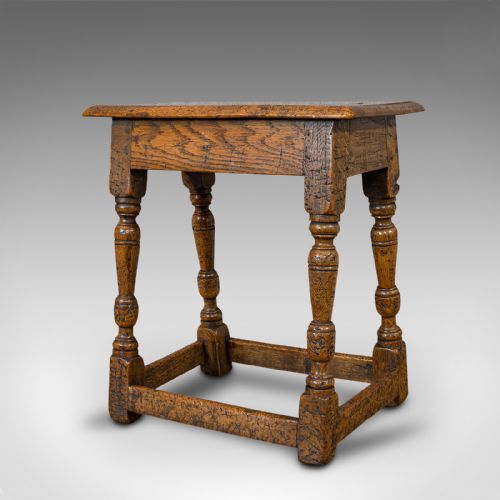 fig 2. Small Antique Joint Stool, Oak, Jacobean Revival, Victorian