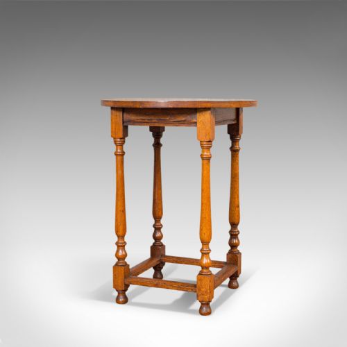 fig 2. Antique Circular Occasional Table, English, Oak, Side, Lamp, Edwardian, C.1910