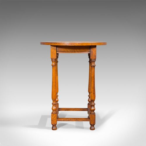 fig 3. Antique Circular Occasional Table, English, Oak, Side, Lamp, Edwardian, C.1910