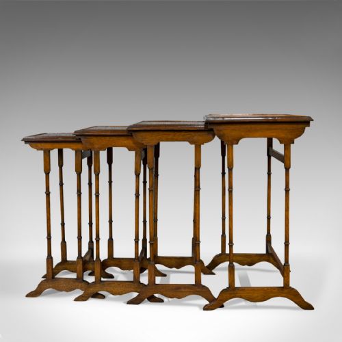 fig 2. Antique Quartetto of Tables, English, Walnut, Mahogany, Nest, Edwardian, C.1910