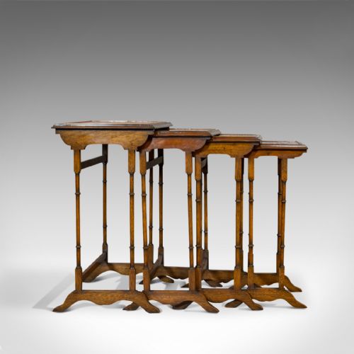 fig 3. Antique Quartetto of Tables, English, Walnut, Mahogany, Nest, Edwardian, C.1910