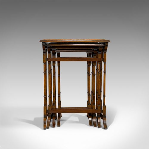 fig 4. Antique Quartetto of Tables, English, Walnut, Mahogany, Nest, Edwardian, C.1910