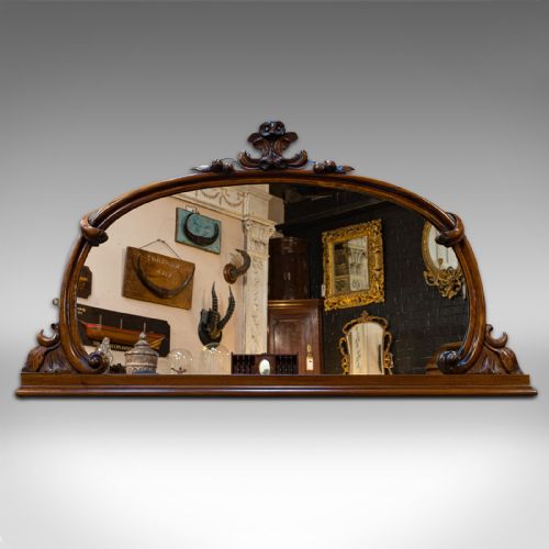 fig 1. Antique Overmantel Mirror, English, Walnut, Glass, Hall, Victorian, Circa 1860