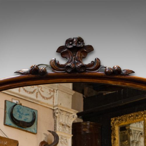 fig 3. Antique Overmantel Mirror, English, Walnut, Glass, Hall, Victorian, Circa 1860