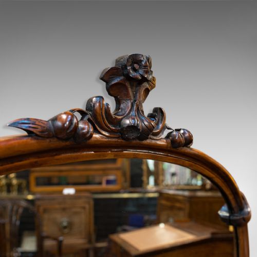 fig 4. Antique Overmantel Mirror, English, Walnut, Glass, Hall, Victorian, Circa 1860