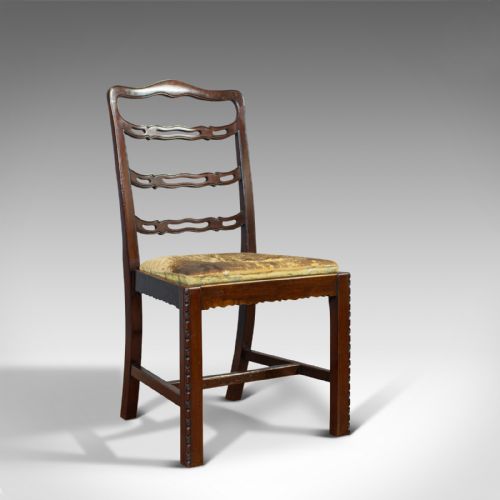 SET OF 4 ANTIQUE LADDER BACK CHAIRS IRISH MAHOGANY DINING SEAT VICTORIAN - ADDITIONAL PHOTO 1