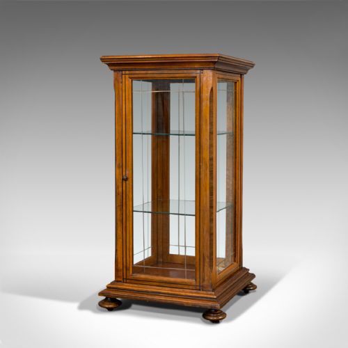 fig 3. Antique Shop Display Cabinet, English, Oak, Walnut, Showcase, Edwardian, C.1910