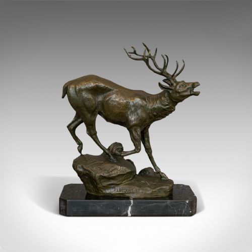 fig 1. Antique Stag Bronze, French, Deer, Elk, Prosper LeCourtier, Victorian, C.1900