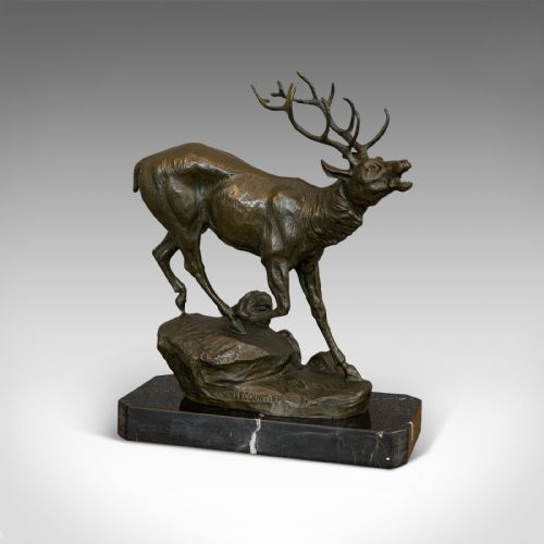 fig 2. Antique Stag Bronze, French, Deer, Elk, Prosper LeCourtier, Victorian, C.1900
