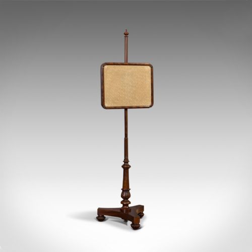 Antique Pole Screen, English, Mahogany, Fireside Screen, Tapestry, Regency, 1820