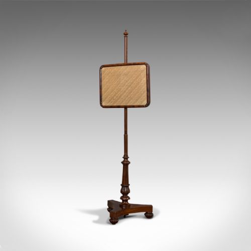 fig 1. Antique Pole Screen, English, Mahogany, Fireside Screen, Tapestry, Regency, 1820