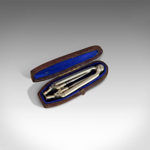fig 1. Antique Folding Pocket Compass, Pillar Divider, Drawing Instrument, Victorian
