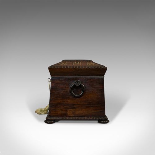 fig 4. Antique Tea Caddy, English, Rosewood, Thomas of London, Regency, C.1820