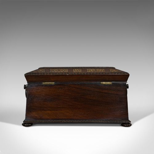 fig 5. Antique Tea Caddy, English, Rosewood, Thomas of London, Regency, C.1820
