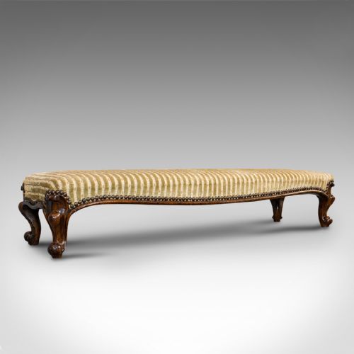 Long Antique Foot Stool, English, Coaching, Fireside, Early Victorian, C.1840
