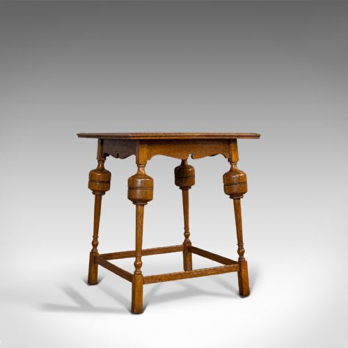 Antique Occasional Table, English, Oak, Side, Wine, Arts & Crafts, Edwardian