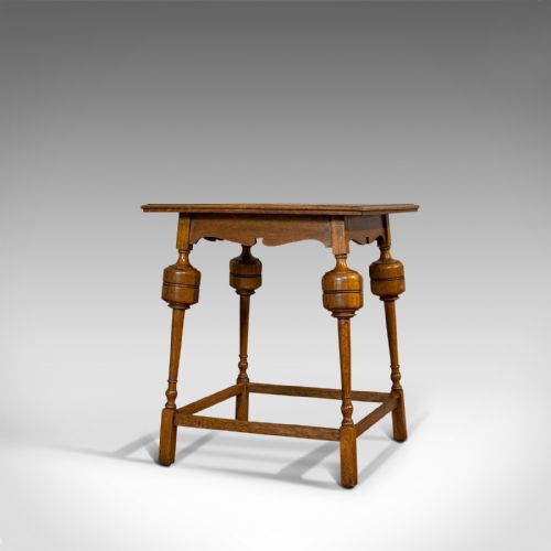 fig 2. Antique Occasional Table, English, Oak, Side, Wine, Arts & Crafts, Edwardian