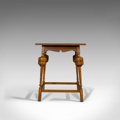 fig 3. Antique Occasional Table, English, Oak, Side, Wine, Arts & Crafts, Edwardian