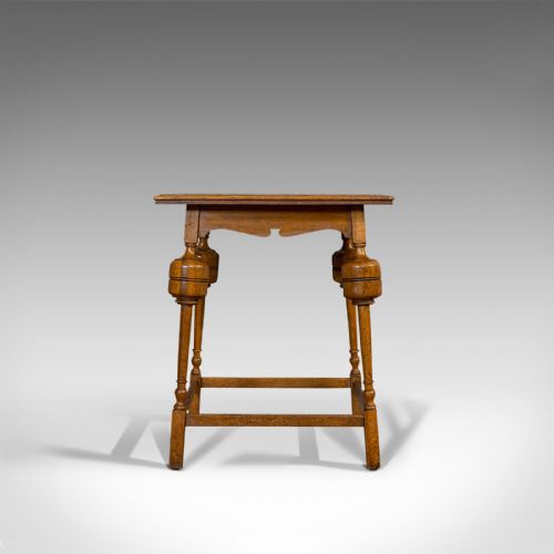 fig 4. Antique Occasional Table, English, Oak, Side, Wine, Arts & Crafts, Edwardian