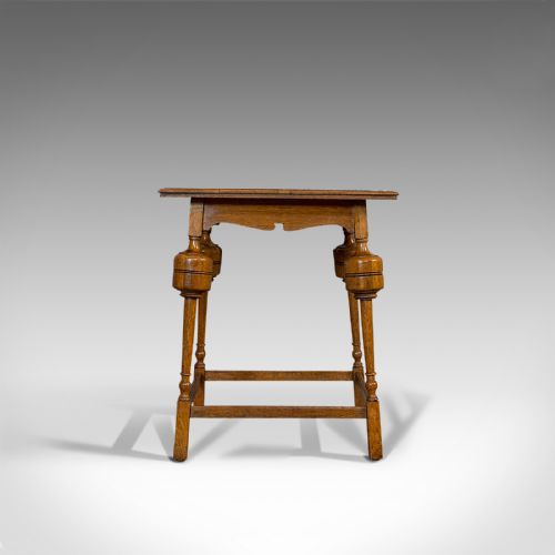 fig 5. Antique Occasional Table, English, Oak, Side, Wine, Arts & Crafts, Edwardian