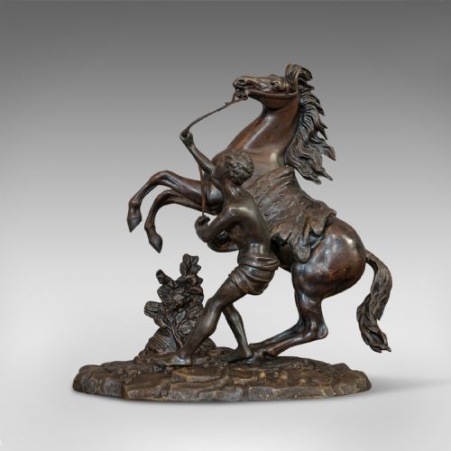 fig 4. Antique, Pair, Marly Horses, French, Bronze, Equestrian, Statue, After Coustou