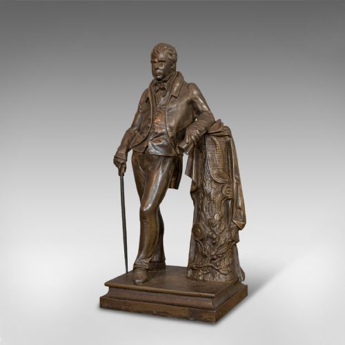 fig 2. Antique Figure, Sir Walter Scott, Bronze, Statue, Poet, Victorian, Circa 1880