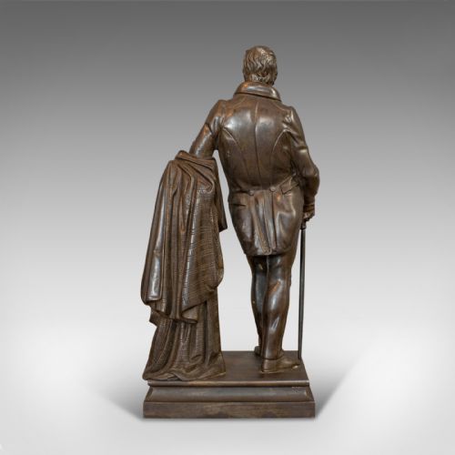 fig 3. Antique Figure, Sir Walter Scott, Bronze, Statue, Poet, Victorian, Circa 1880