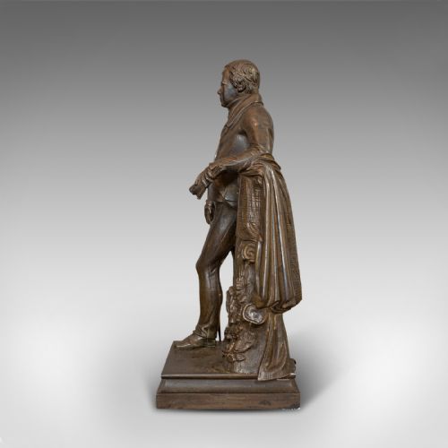 fig 5. Antique Figure, Sir Walter Scott, Bronze, Statue, Poet, Victorian, Circa 1880