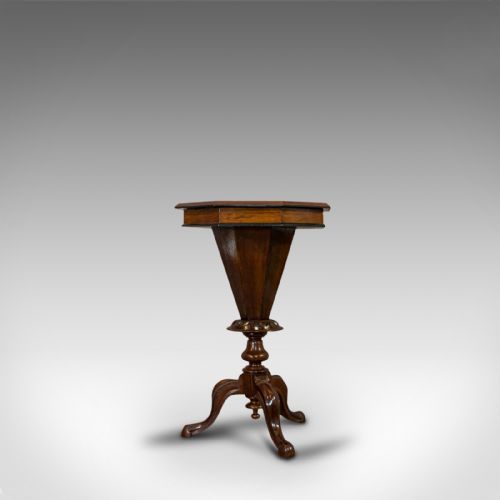 Antique Trumpet Shape Games Table, Walnut, Chess Board, Sewing, Victorian, 1890