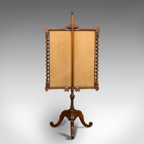 fig 3. Antique Adjustable Fire Screen, Walnut, Needlepoint, Decorative, Pole, Regency