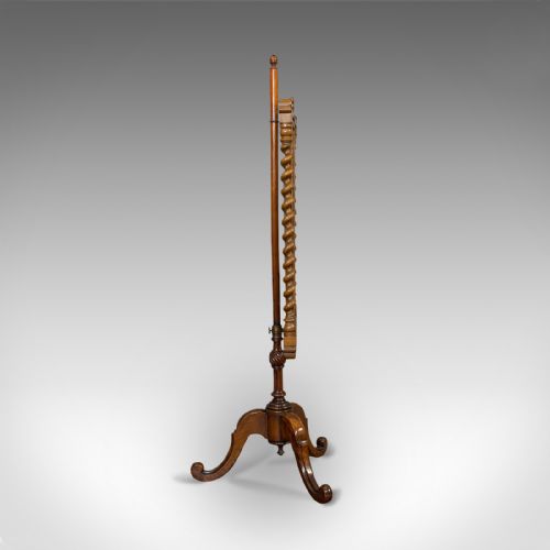 fig 4. Antique Adjustable Fire Screen, Walnut, Needlepoint, Decorative, Pole, Regency