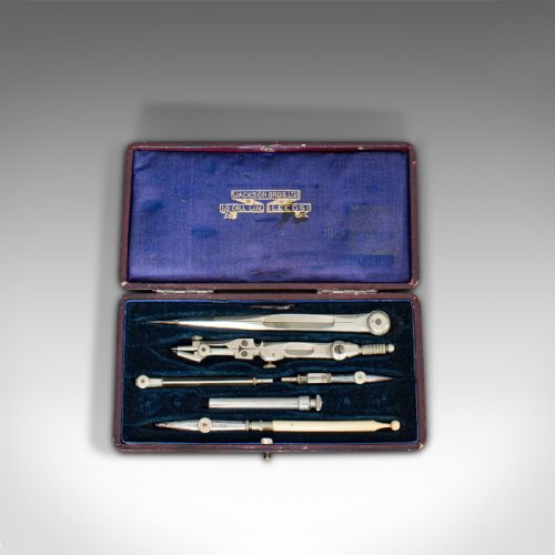 fig 1. Antique Draughtsman's Set, Drawing Instrument, Tools, Jackson Bros, Victorian