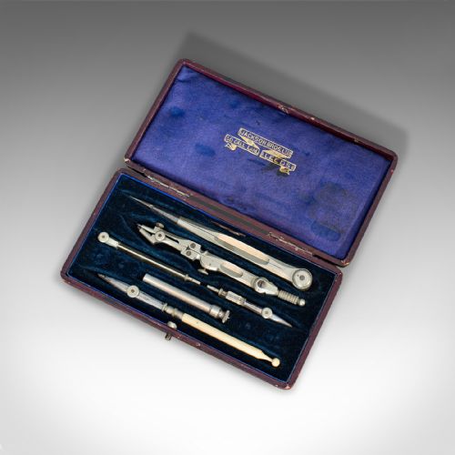 fig 3. Antique Draughtsman's Set, Drawing Instrument, Tools, Jackson Bros, Victorian
