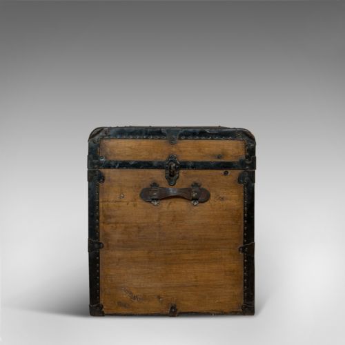 fig 4. Large Antique Trunk, English, Pine, Carriage Chest, Steamer, Victorian, C.1900