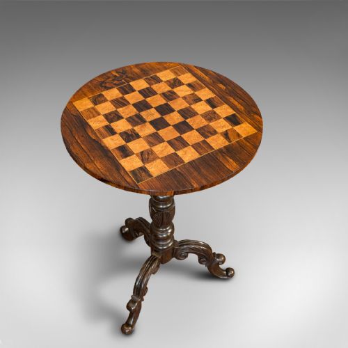 Antique Games Table, English, Rosewood, Mahogany, Chess Board, Victorian, C.1880