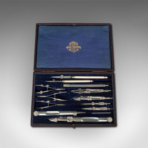 fig 1. Antique Cartographer's Set, English, Architect, Draughtsman, AG Thornton, C.1920