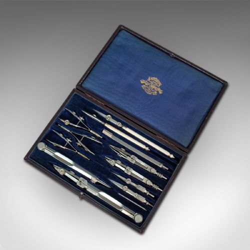 fig 2. Antique Cartographer's Set, English, Architect, Draughtsman, AG Thornton, C.1920