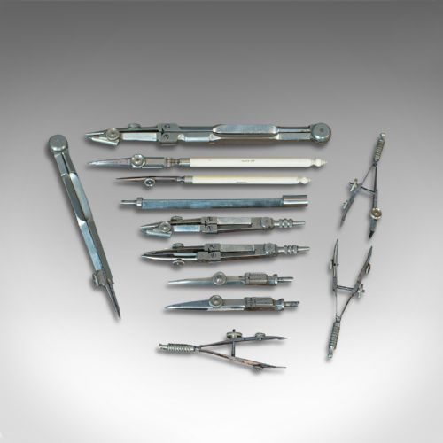 fig 4. Antique Cartographer's Set, English, Architect, Draughtsman, AG Thornton, C.1920