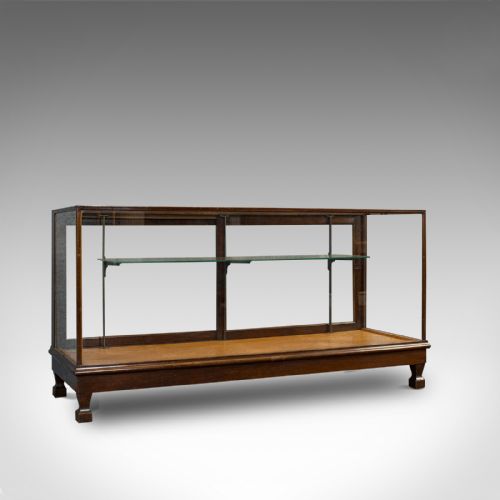 Large Antique Shop Display Cabinet, English, Oak, Showcase, Edwardian, C.1910