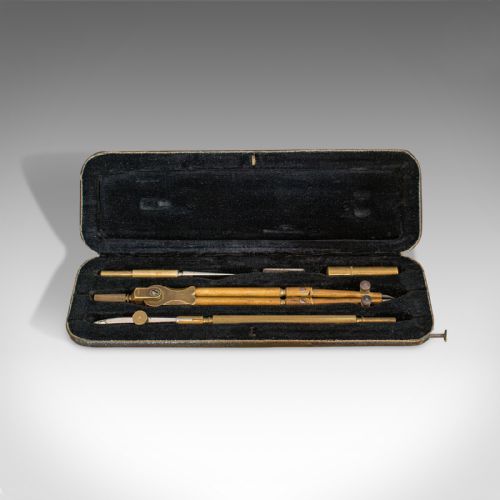 fig 1. Small Antique Cartographer's Tool Set, German, Draughtsman's Instrument, Riefler