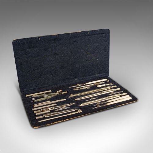 Antique Draughtsman's Instrument Set, German, Technical Drawing, Maho, Edwardian