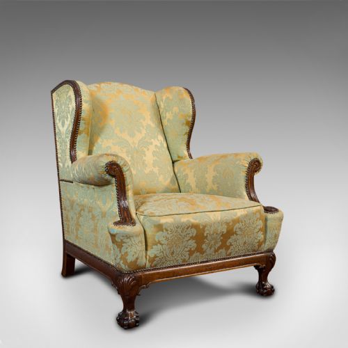 Antique Wing-back Arm Chair, English, Lounge, Fireside, Seat, Edwardian, C.1910
