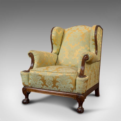 fig 3. Antique Wing-Back Arm Chair, English, Lounge, Fireside, Seat, Edwardian, C.1910