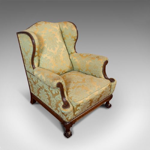 fig 6. Antique Wing-Back Arm Chair, English, Lounge, Fireside, Seat, Edwardian, C.1910
