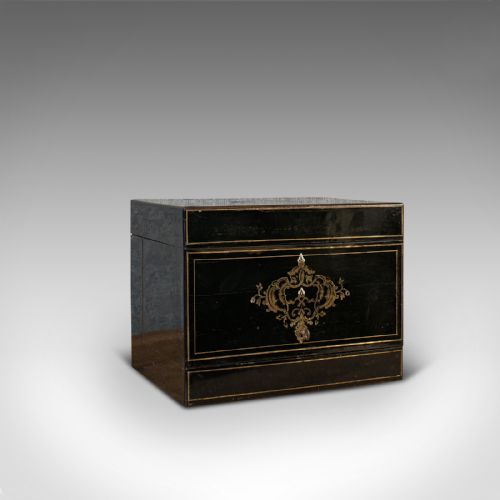 fig 1. Antique Napoleon III Liquor Cellar, French, Liqueur Box, Glass Decanters, 1830