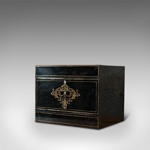 fig 4. Antique Napoleon III Liquor Cellar, French, Liqueur Box, Glass Decanters, 1830