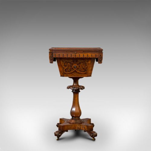 fig 2. Antique Lady's Work Box, English, Rosewood, Sewing, Table, Regency, Circa 1820