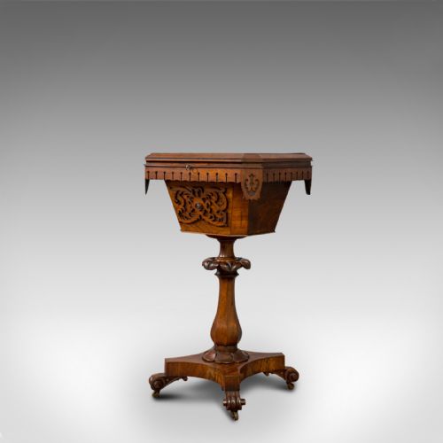 fig 3. Antique Lady's Work Box, English, Rosewood, Sewing, Table, Regency, Circa 1820