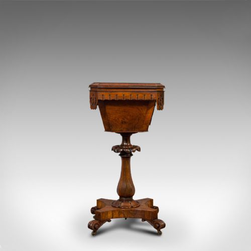 fig 4. Antique Lady's Work Box, English, Rosewood, Sewing, Table, Regency, Circa 1820